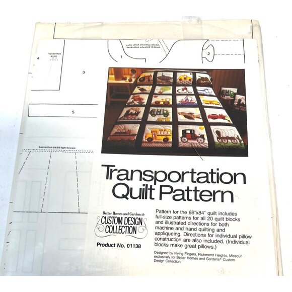 Transportation Quilt Pattern 66"x84" Better Homes & Gardens Custom Design Collec - Picture 1 of 4